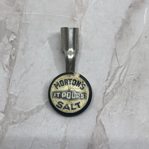 None Other - Vintage Morton's Salt Enamel Advertising Pencil Topper Cover SB3